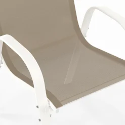 IDMarket 6 chaises de jardin blanc et beige empilables en métal et textilène* Salons De Jardin