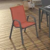 IDMarket 6 chaises de jardin en métal et textilène gris, noir et terracotta empilables* Salons De Jardin