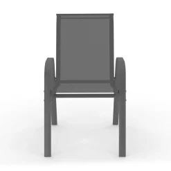 IDMarket 6 chaises de jardin en métal et textilène gris, noir et terracotta empilables* Salons De Jardin