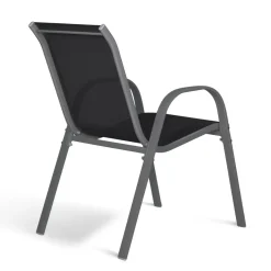 IDMarket 6 chaises de jardin en métal et textilène gris, noir et terracotta empilables* Salons De Jardin