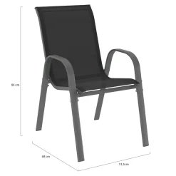 IDMarket 4 chaises de jardin en métal et textilène gris, noir et bleu* Salons De Jardin