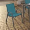 IDMarket 4 chaises de jardin en métal et textilène bleu canard* Salons De Jardin