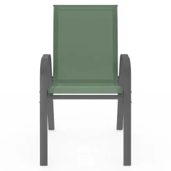 IDMarket 6 chaises de jardin vert olive empilables en métal et textilène* Salons De Jardin