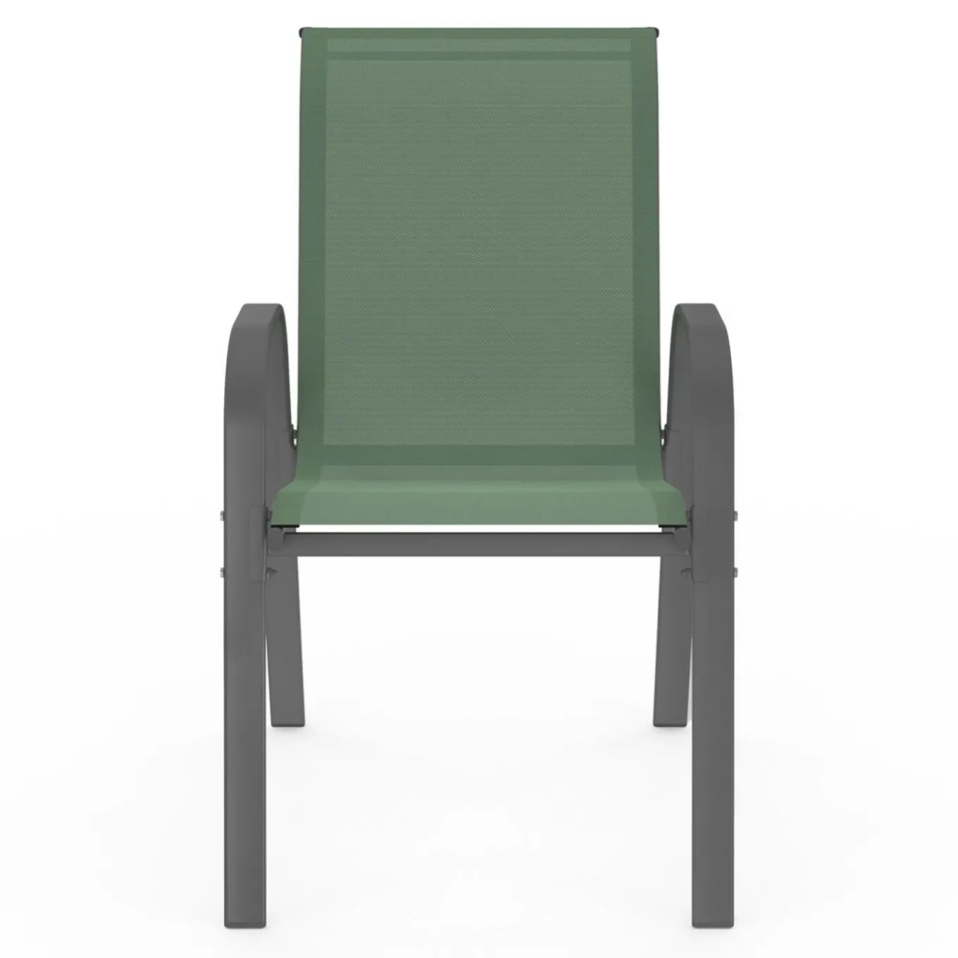 IDMarket 6 chaises de jardin vert olive empilables en métal et textilène* Salons De Jardin