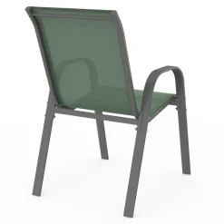 IDMarket 6 chaises de jardin vert olive empilables en métal et textilène* Salons De Jardin