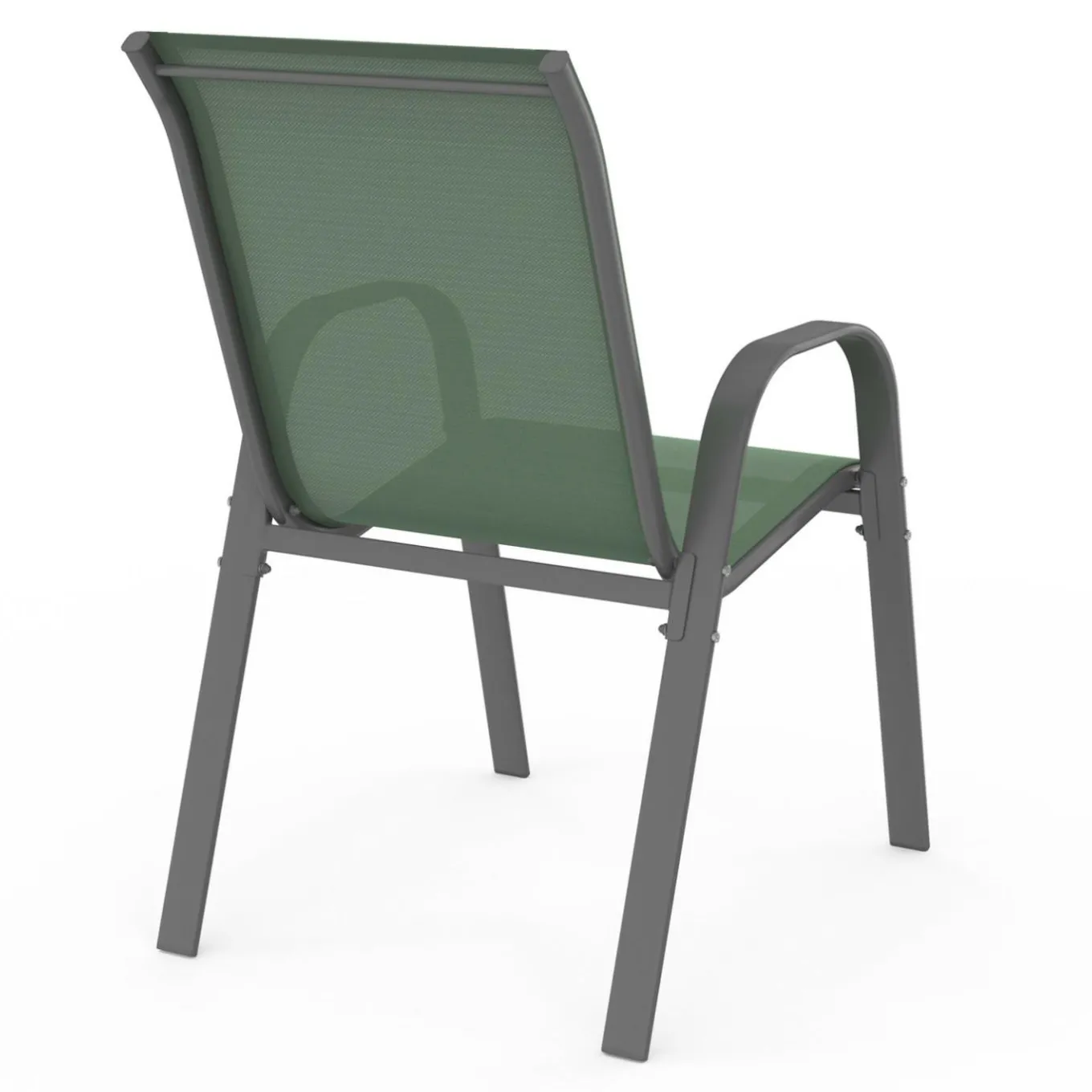 IDMarket 6 chaises de jardin vert olive empilables en métal et textilène* Salons De Jardin