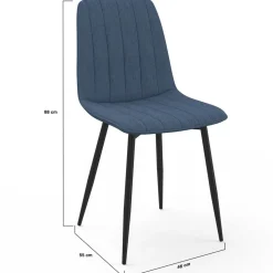 IDMarket 6 chaises en tissu bleu* Tables Et Chaises|Chaises