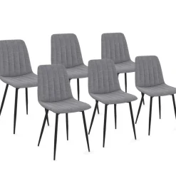 IDMarket 6 chaises en tissu gris clair* Chaises|Collection Moderne
