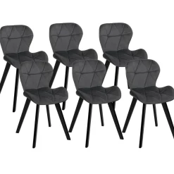 IDMarket 6 Chaises en velours gris foncé* Chaises|Tables Et Chaises