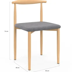 IDMarket 6 chaises imitation bois et tissu gris clair* Collection Scandinave|Tables Et Chaises