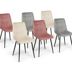 IDMarket 6 Chaises mix color pastel rose, gris et beige* Collection Contemporaine|Chaises