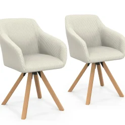 IDMarket 2 chaises pivotantes et fauteuils en velours beige* Chaises|Fauteuils