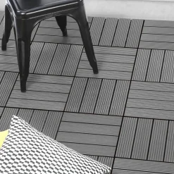 IDMarket 10 dalles de terrasse clipsables 30x30 cm en bois composite gris* Revêtement Sol Extérieur