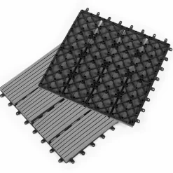 IDMarket 10 dalles de terrasse clipsables 30x30 cm en bois composite gris* Revêtement Sol Extérieur