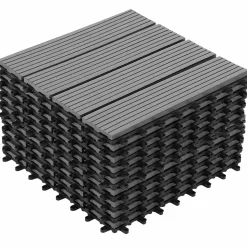 IDMarket 10 dalles de terrasse clipsables 30x30 cm en bois composite gris* Revêtement Sol Extérieur