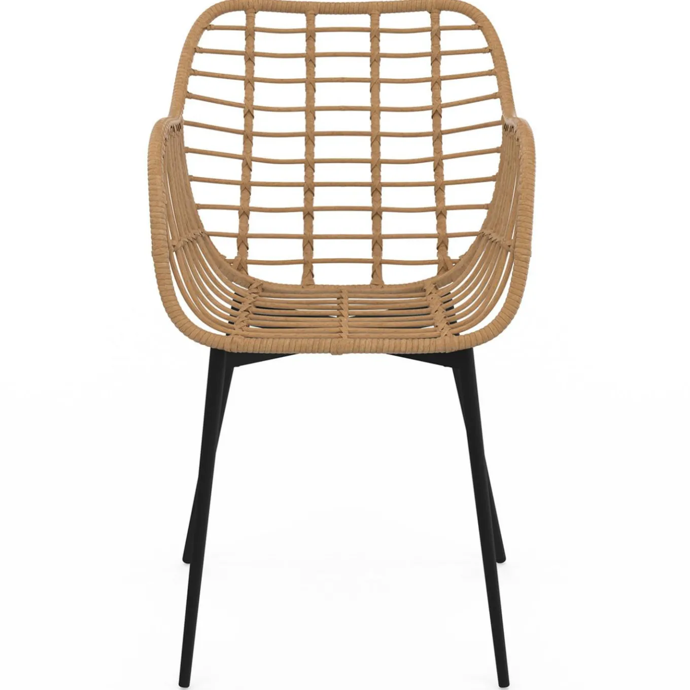 IDMarket 2 fauteuils de table effet rotin et pied métal noir* Collection Design|Collection Télétravail