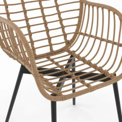 IDMarket 2 fauteuils de table effet rotin et pied métal noir* Collection Design|Collection Télétravail