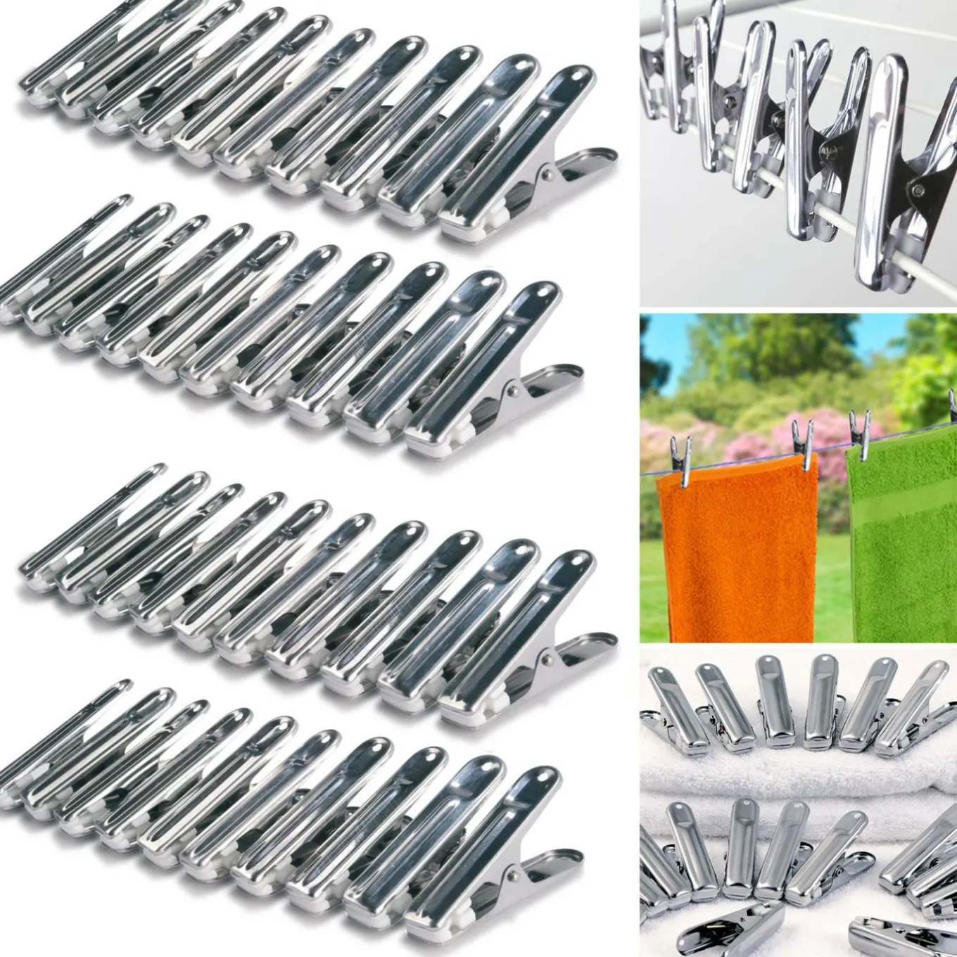 IDMarket 40 pinces à linge en inox* Séchoirs À Linge