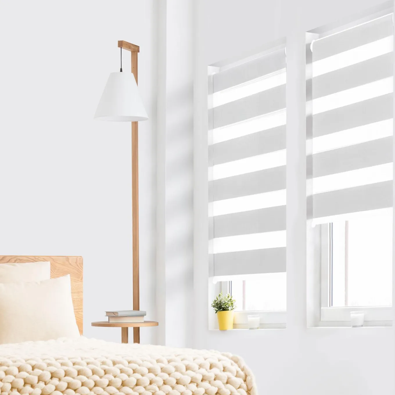 IDMarket 2 Stores jour nuit blanc 45x170 cm* Stores