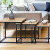 IDMarket 3 tables basses gigognes bois et métal carrées* Collection Industrielle|Salon Complet