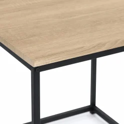 IDMarket 3 tables basses gigognes bois et métal carrées* Collection Industrielle|Salon Complet