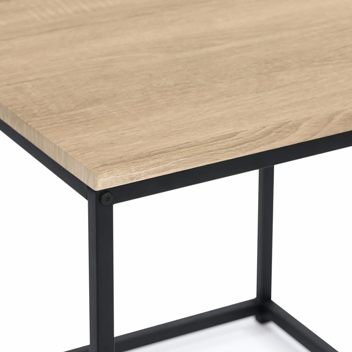 IDMarket 3 tables basses gigognes bois et métal carrées* Collection Industrielle|Salon Complet