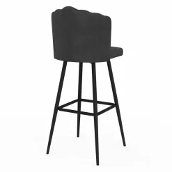 IDMarket 2 tabourets coquillages en velours gris anthracite* Tabourets De Bar|Chaises De Bar