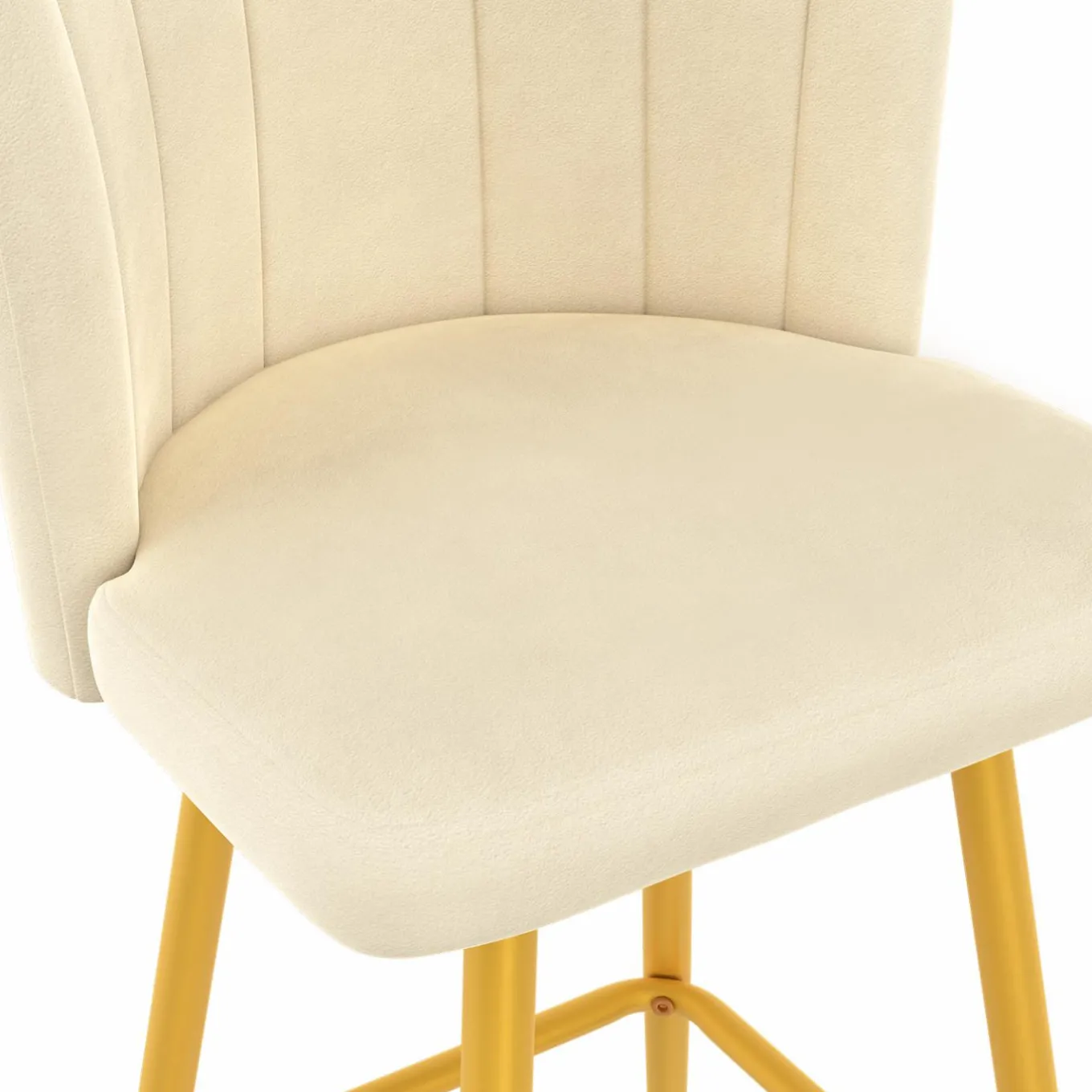 IDMarket 2 tabourets coquillages en velours crème* Tabourets De Bar|Chaises De Bar