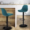 IDMarket 2 tabourets de bar design bleu canard et pied noir* Collection Contemporaine|Tabourets De Bar