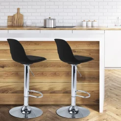 IDMarket 2 tabourets de bar design noir KARL* Collection Contemporaine|Tabourets De Bar