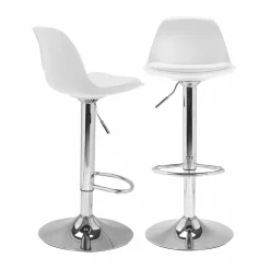 IDMarket 2 tabourets de bar design blanc KARL* Collection Contemporaine|Tabourets De Bar