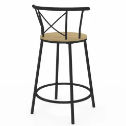 IDMarket 4 tabourets de bar industriel avec dossier arrondi* Tabourets De Bar|Chaises De Bar