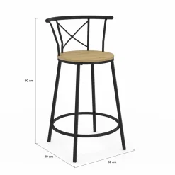 IDMarket 4 tabourets de bar industriel avec dossier arrondi* Tabourets De Bar|Chaises De Bar