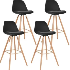 IDMarket 4 Tabourets de bar scandinaves noirs SARA* Collection Scandinave|Tabourets De Bar