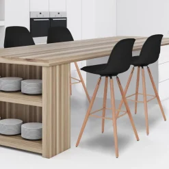 IDMarket 4 Tabourets de bar scandinaves noirs SARA* Collection Scandinave|Tabourets De Bar