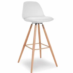 IDMarket 4 Tabourets de bar scandinave blanc SARA* Collection Scandinave|Tabourets De Bar
