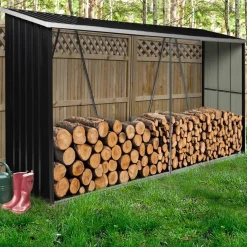 IDMarket Abri bois de chauffage 4 m³ en acier galvanisé* Abris De Jardin|Stockage Du Bois