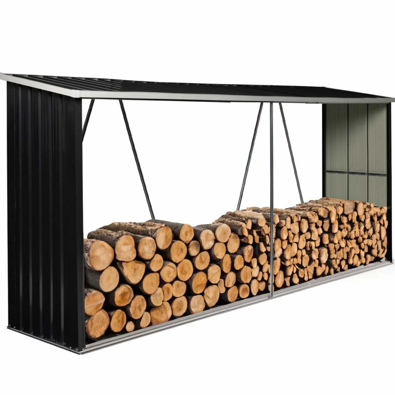 IDMarket Abri bois de chauffage 4 m³ en acier galvanisé* Abris De Jardin|Stockage Du Bois