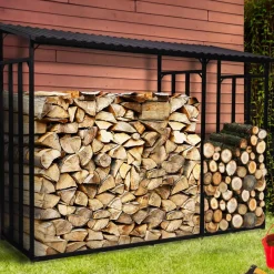 IDMarket Abri bois de chauffage en acier galvanisé avec housse de protection* Abris De Jardin|Stockage Du Bois