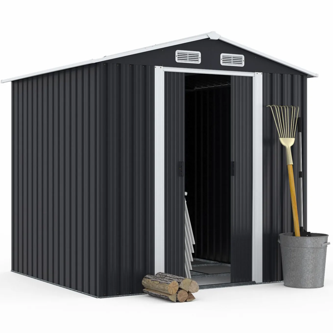 IDMarket Abri de jardin gris en acier galvanisé* Abris De Jardin