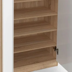 IDMarket Armoire à chaussures 18 paires 2 portes blanc et effet bois* Petits Meubles|Meubles À Chaussures