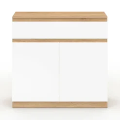 IDMarket Armoire à chaussures 12 paires 2 portes 1 tiroir blanc et effet bois* Collection Moderne|Petits Meubles