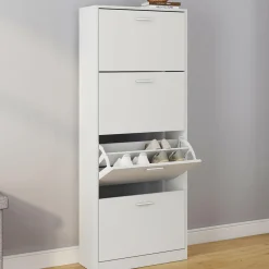 IDMarket Armoire à chaussures 4 portes blanche* Meubles Blancs|Petits Meubles