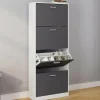 IDMarket Armoire à chaussures 4 portes grises* Meubles À Chaussures