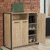 IDMarket Armoire à chaussures avec portes et une niche bois et métal* Meubles En Bois|Collection Industrielle