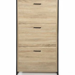 IDMarket Armoire à chaussures bois et métal* Meubles Hauts|Meubles En Bois