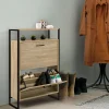 IDMarket Armoire à chaussures industrielle avec étagère bois et métal* Collection Industrielle|Meubles À Chaussures