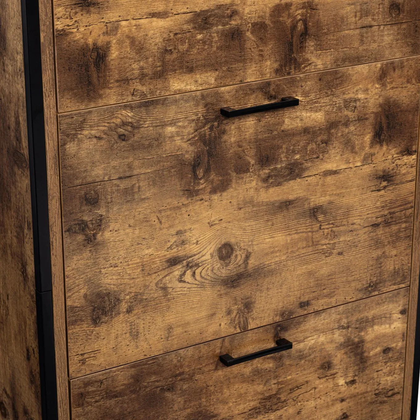 IDMarket Armoire à chaussures industrielle 3 portes effet vieilli* Collection Vintage|Collection Industrielle