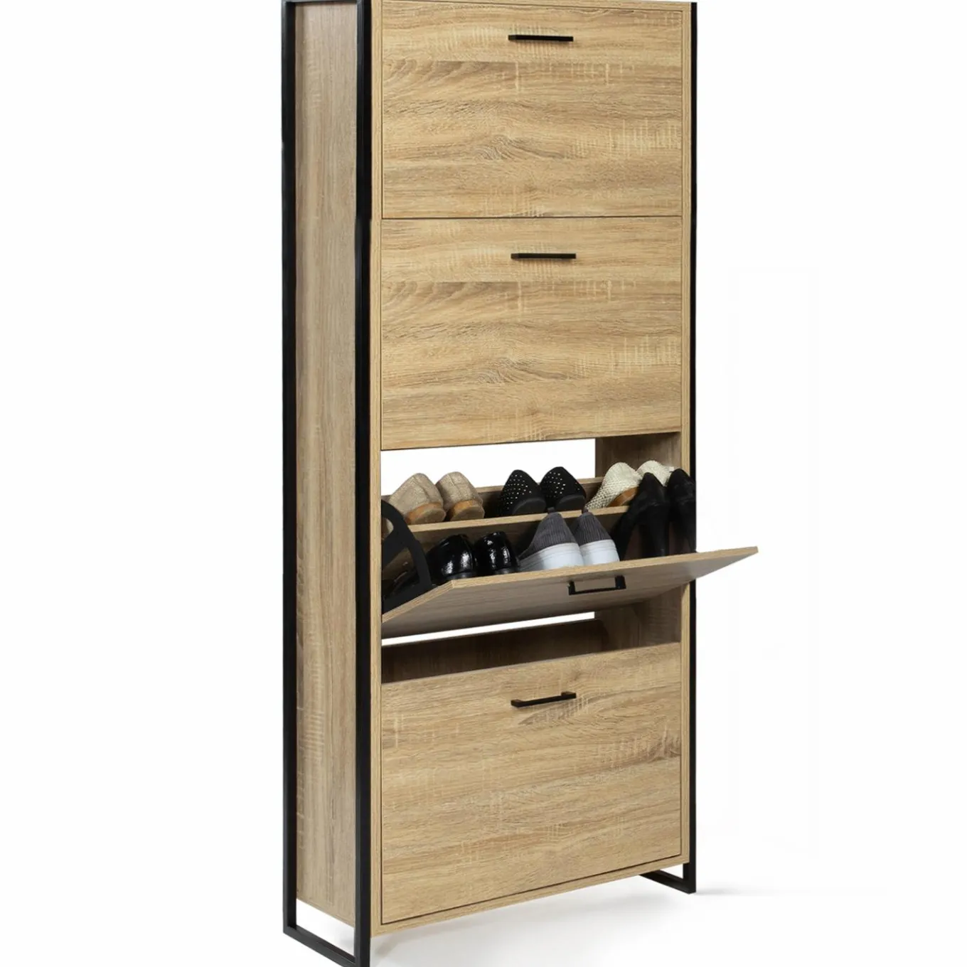 IDMarket Armoire à chaussures industrielle 4 portes* Meubles Hauts|Meubles En Bois