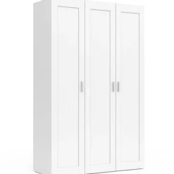 IDMarket Armoire 3 portes blanche penderie et rangement 120 cm* Collection Agencement Magasin|Collection Télétravail